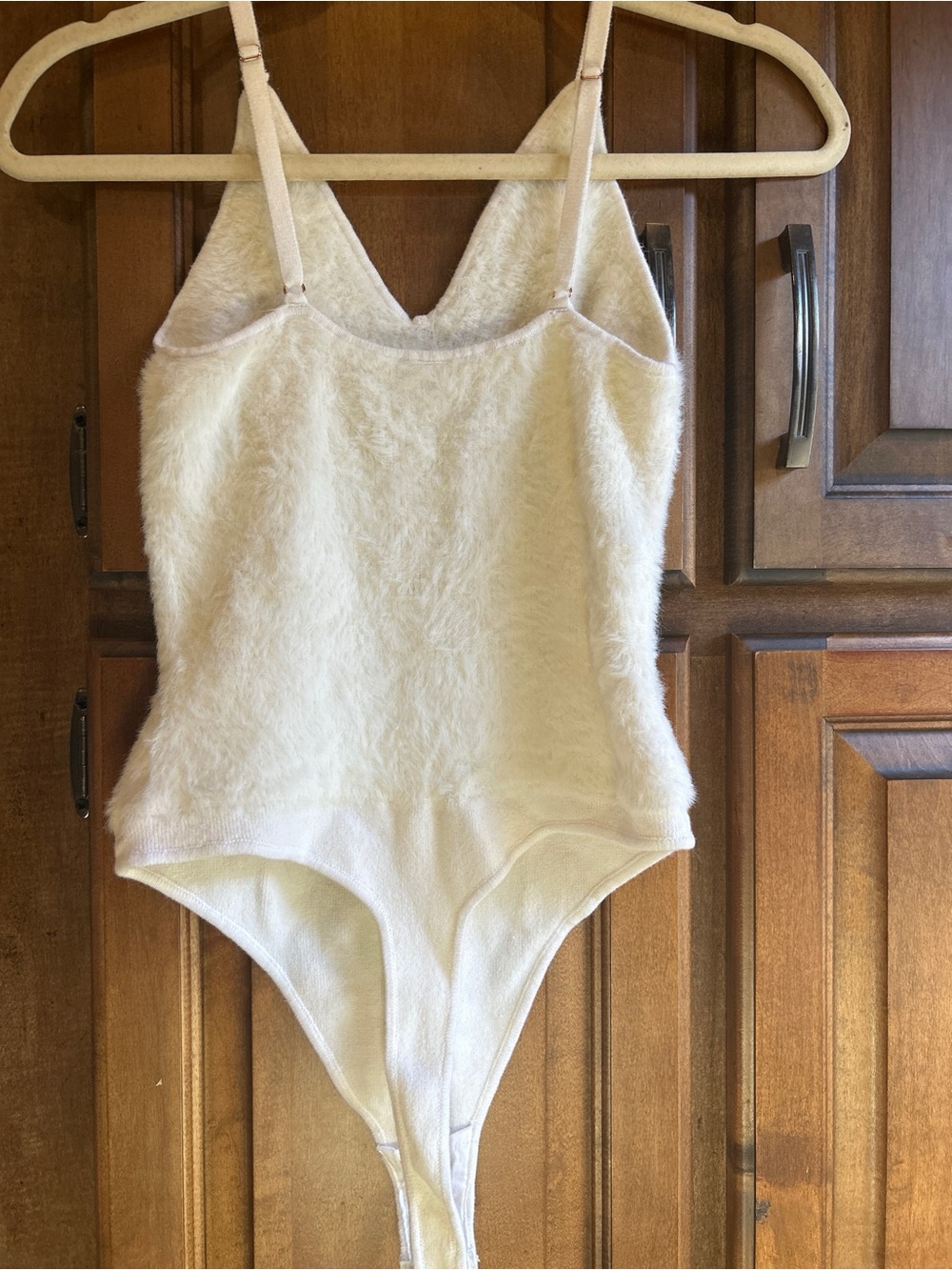 Free People Intimately Ivory Fuzzy Knit Bodysuit Soft Teddy Cami Thong Size S - Picture 5 of 9